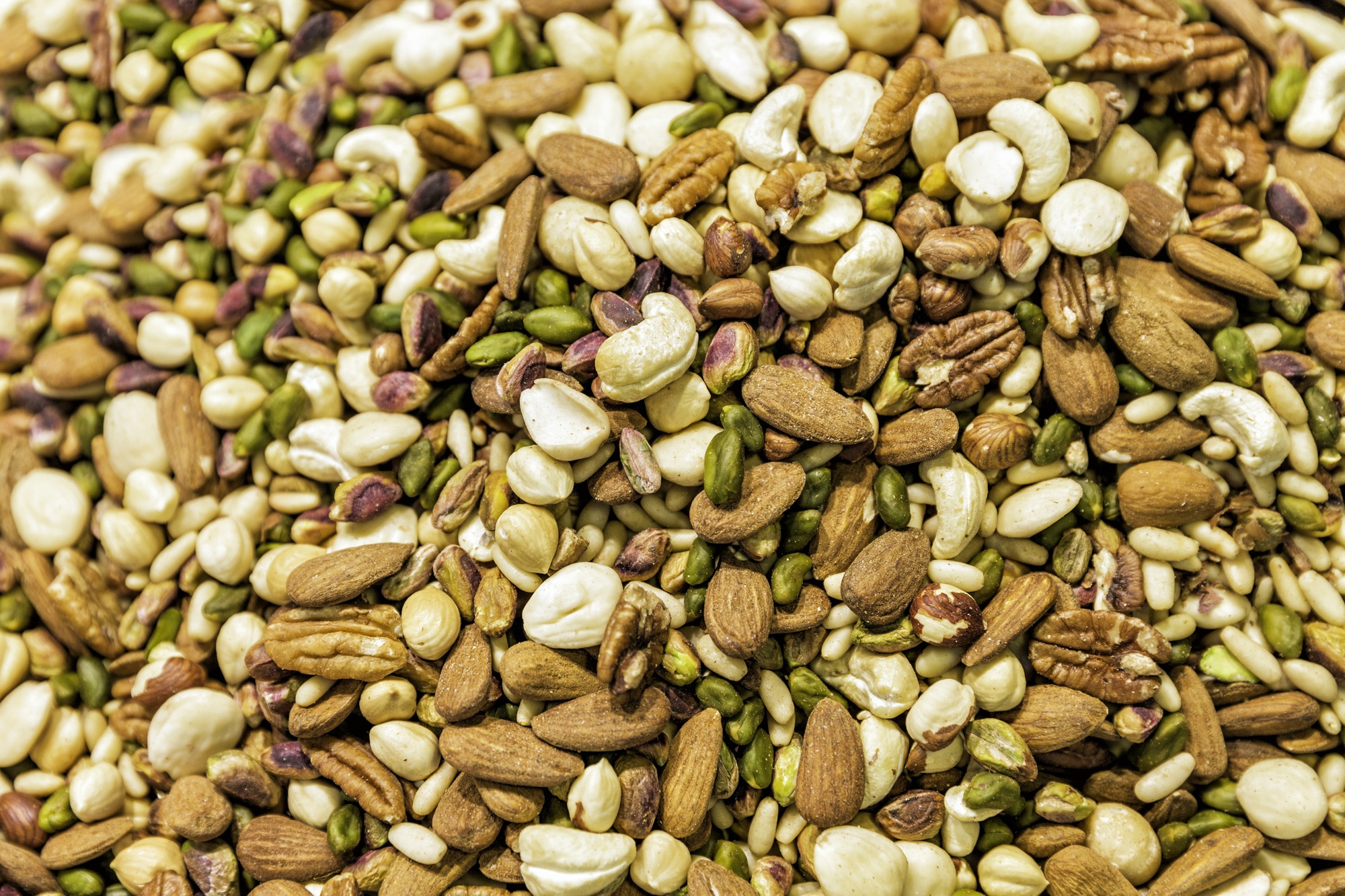 Assorted nuts in farmer's market